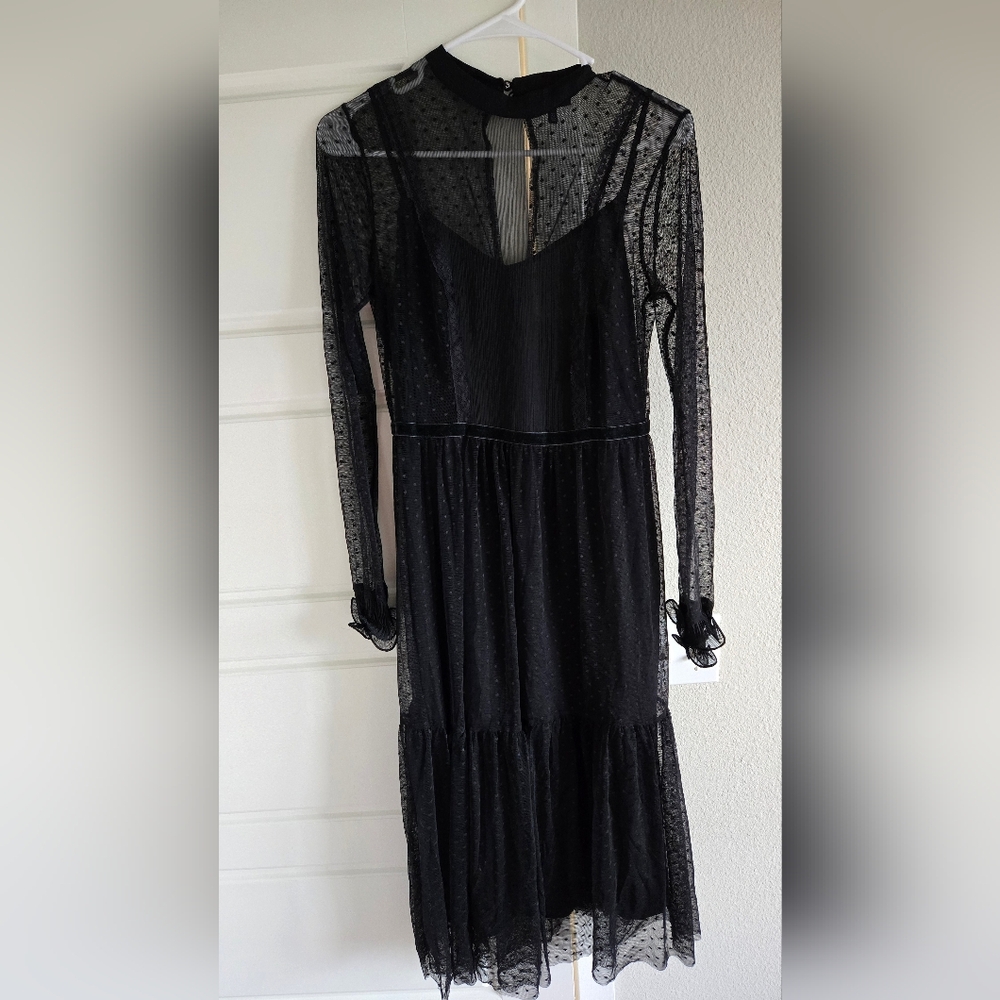 Who What Wear Elegant Black Sheer Dress